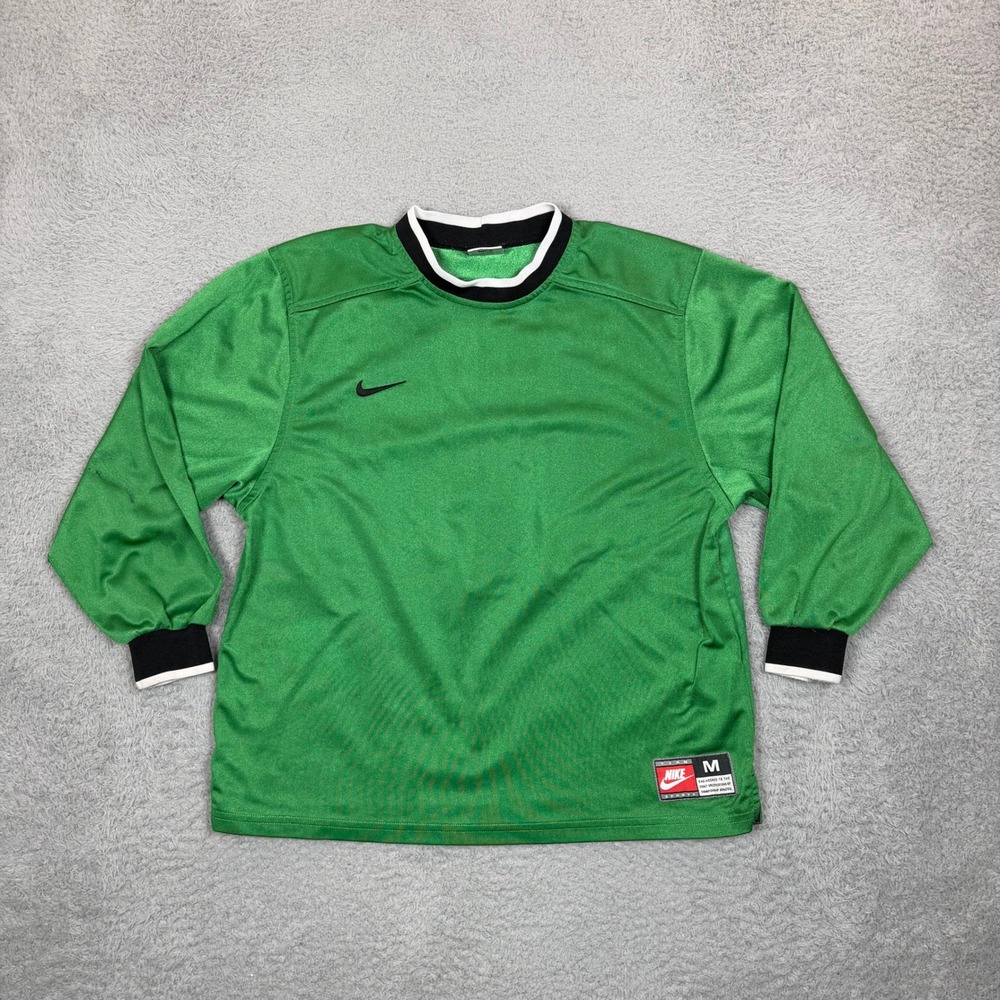 Vintage Nike Team Sports Green Long Sleeve Jersey Boys Medium Made in USA 90s